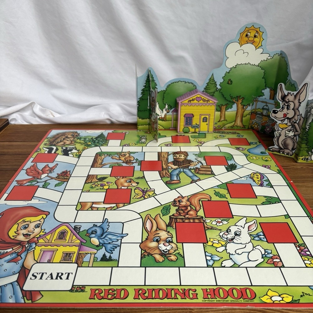 Vintage Little Red Riding Hood Board Game Complete Smethport Pop Up Boxed Toy - Picture 2 of 16